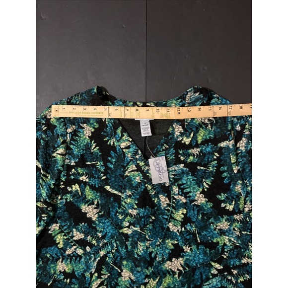 Catherines 3/4 Sleeve Easy‎ Fit Tunic Top Plus Size 1X New 18/20W Blouse Green - Picture 4 of 9